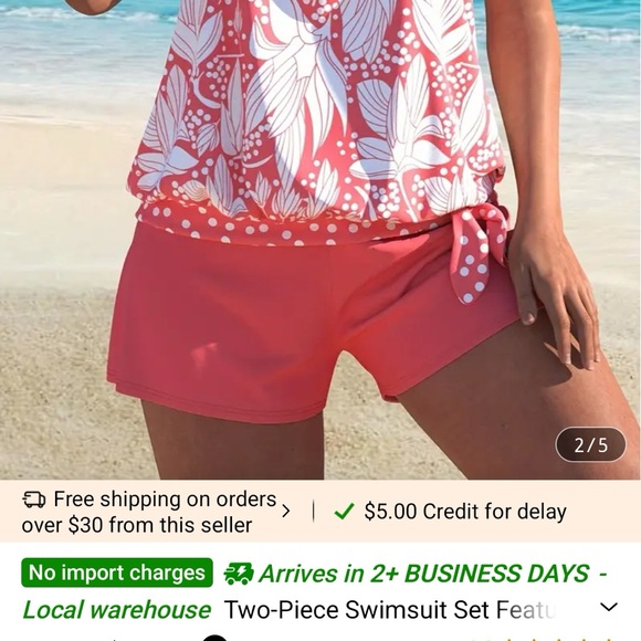 🌺 HOST PICK 🌺 Floral Pink Women's 2-piece Tankini Swimsuit - NWT - Picture 3 of 4